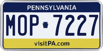 PA license plate MOP7227