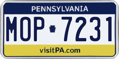 PA license plate MOP7231
