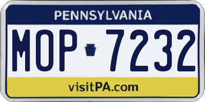 PA license plate MOP7232