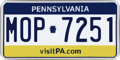 PA license plate MOP7251