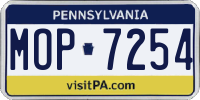 PA license plate MOP7254