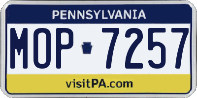 PA license plate MOP7257