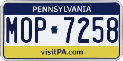 PA license plate MOP7258