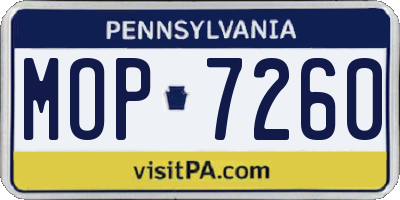 PA license plate MOP7260