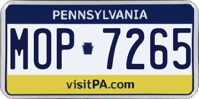 PA license plate MOP7265