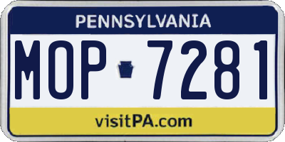 PA license plate MOP7281