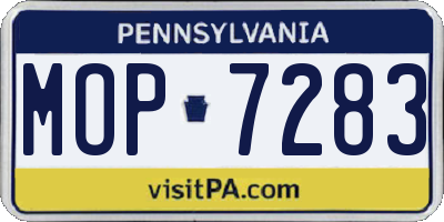 PA license plate MOP7283