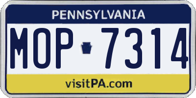 PA license plate MOP7314