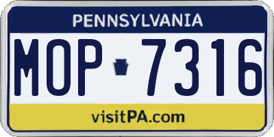 PA license plate MOP7316