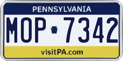 PA license plate MOP7342