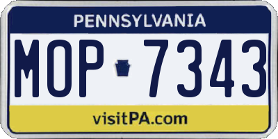 PA license plate MOP7343