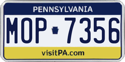 PA license plate MOP7356