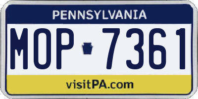 PA license plate MOP7361