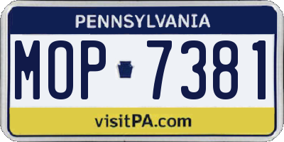 PA license plate MOP7381