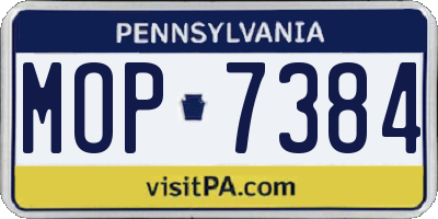 PA license plate MOP7384