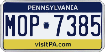 PA license plate MOP7385