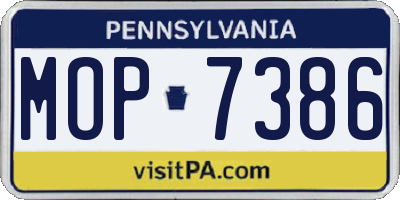 PA license plate MOP7386