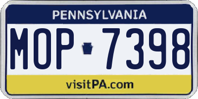PA license plate MOP7398
