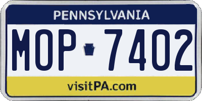 PA license plate MOP7402