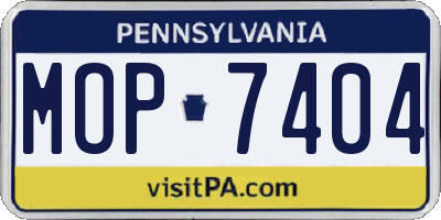 PA license plate MOP7404