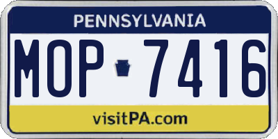 PA license plate MOP7416