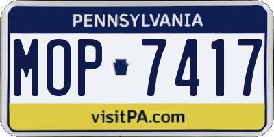 PA license plate MOP7417