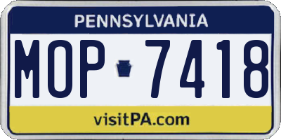 PA license plate MOP7418