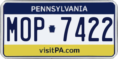 PA license plate MOP7422