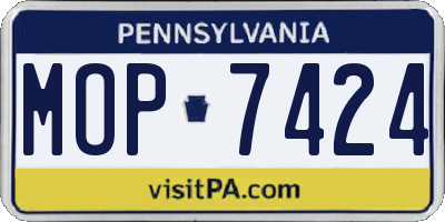 PA license plate MOP7424