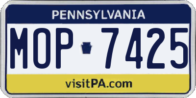 PA license plate MOP7425
