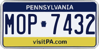 PA license plate MOP7432