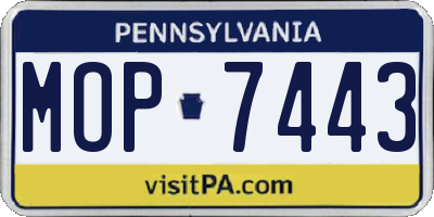 PA license plate MOP7443