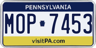 PA license plate MOP7453