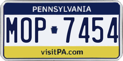 PA license plate MOP7454