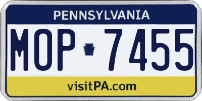 PA license plate MOP7455