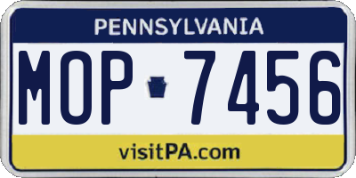 PA license plate MOP7456