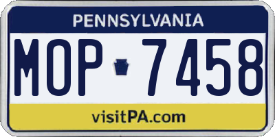 PA license plate MOP7458