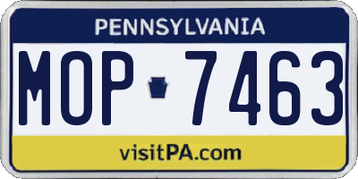 PA license plate MOP7463