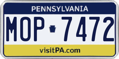 PA license plate MOP7472