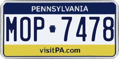PA license plate MOP7478