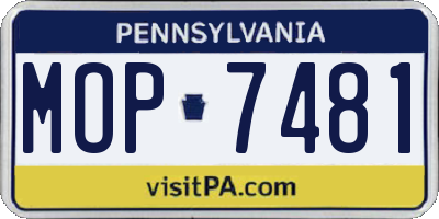 PA license plate MOP7481