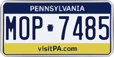 PA license plate MOP7485