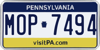PA license plate MOP7494