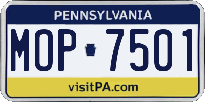 PA license plate MOP7501