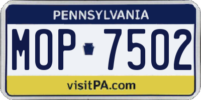 PA license plate MOP7502