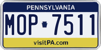PA license plate MOP7511