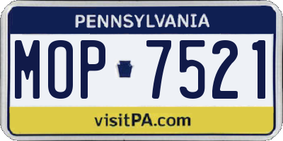 PA license plate MOP7521