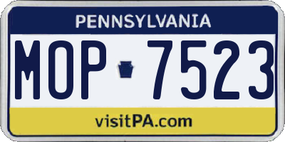 PA license plate MOP7523