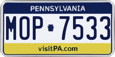 PA license plate MOP7533