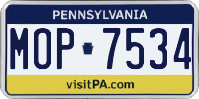 PA license plate MOP7534